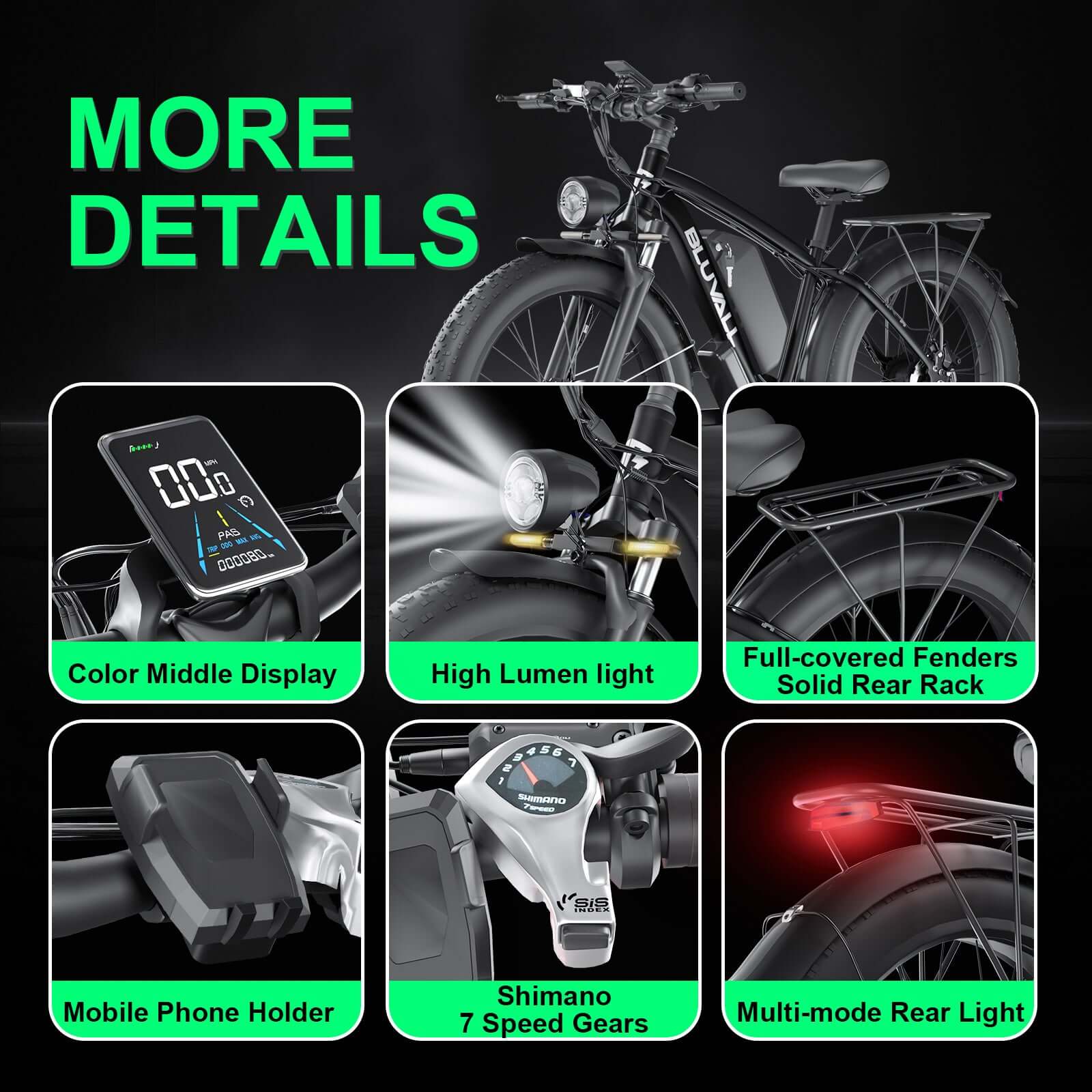 Bluvall B1 Pro Dual Motor Electric Bike AWD 2000W ebike 35MPH 80Miles