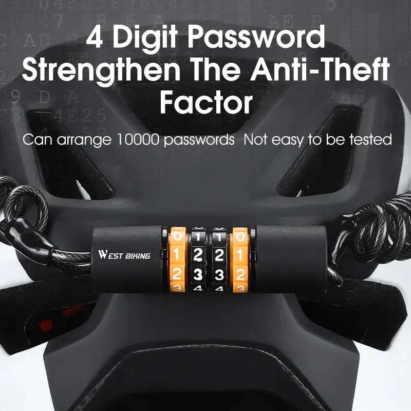 Portable Bicycle Lock Password Rope Helmet Lock ebike