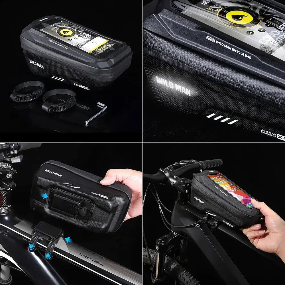 Mountain Bike Bag Rainproof 6.8inch Mobile Phone Case Bicycle Tube Bag slide in